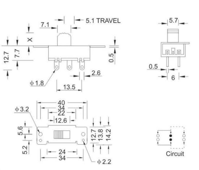 2P2T撥動(dòng)開(kāi)關(guān)規(guī)格圖 2P2T撥動(dòng)開(kāi)關(guān)規(guī)格圖