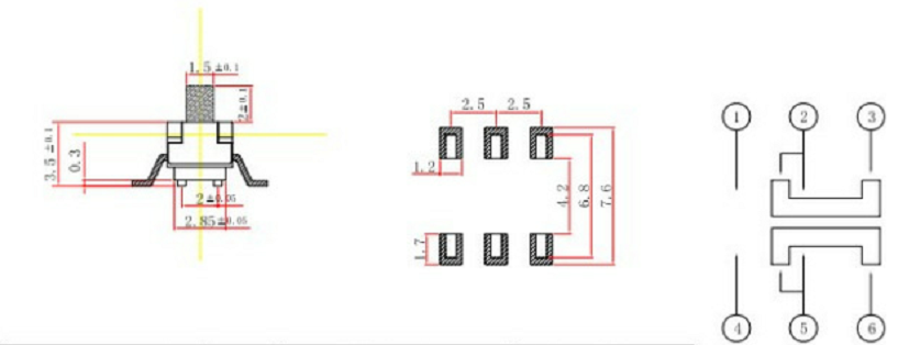 六腳撥動開關引腳電路圖 六腳撥動開關引腳電路圖