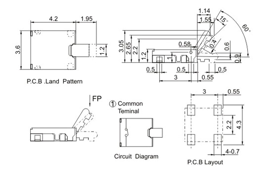 車載ETC檢測(cè)開(kāi)關(guān)尺寸規(guī)格圖