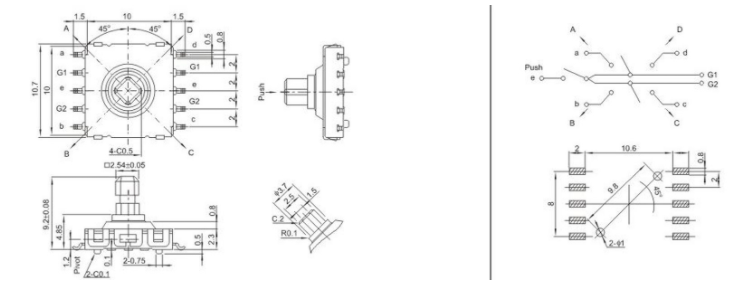 多功能五向開關(guān)尺寸圖紙 多功能五向開關(guān)尺寸圖紙