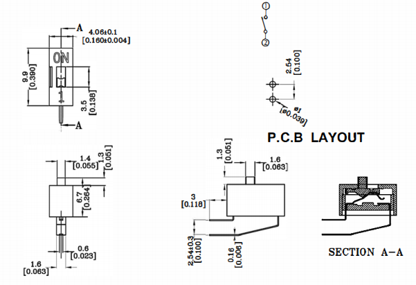 DA-01側(cè)插撥碼開關(guān)尺寸圖